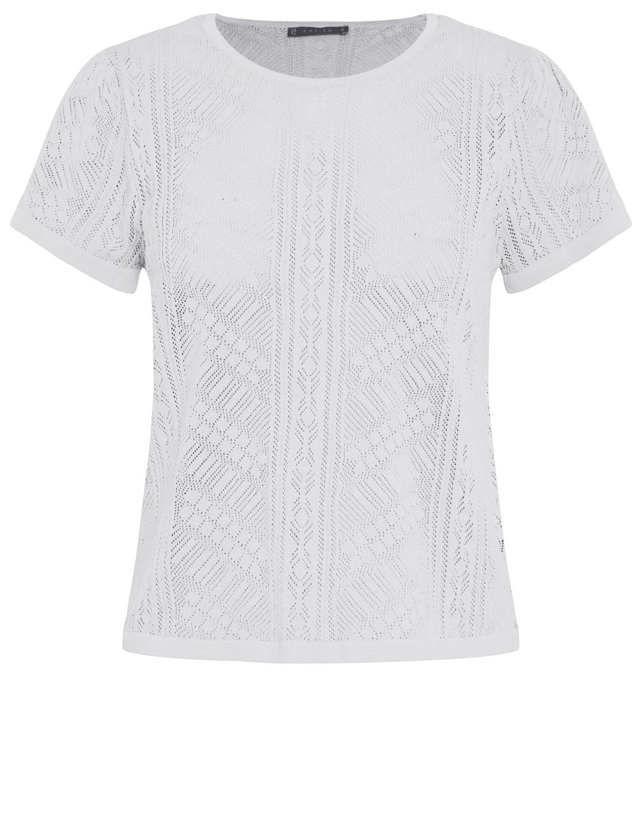 Knitwear Katies | Katies Short Sleeve Pointelle Knit Top