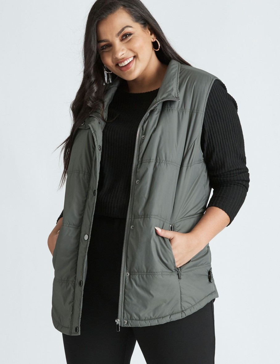 Outerwear Beme | Beme Curved Hem Hooded Gilet