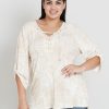 Tops Beme | Beme Elbow Sleeve Lace Up Shirt Style Top