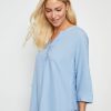 Tops NoniB | Noni B 3/4 Sleeve Lace Trim Linen Top