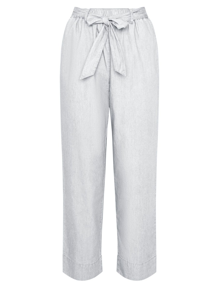 Bottoms Millers | Millers Ankle Length Tie Waist Chambray Pants