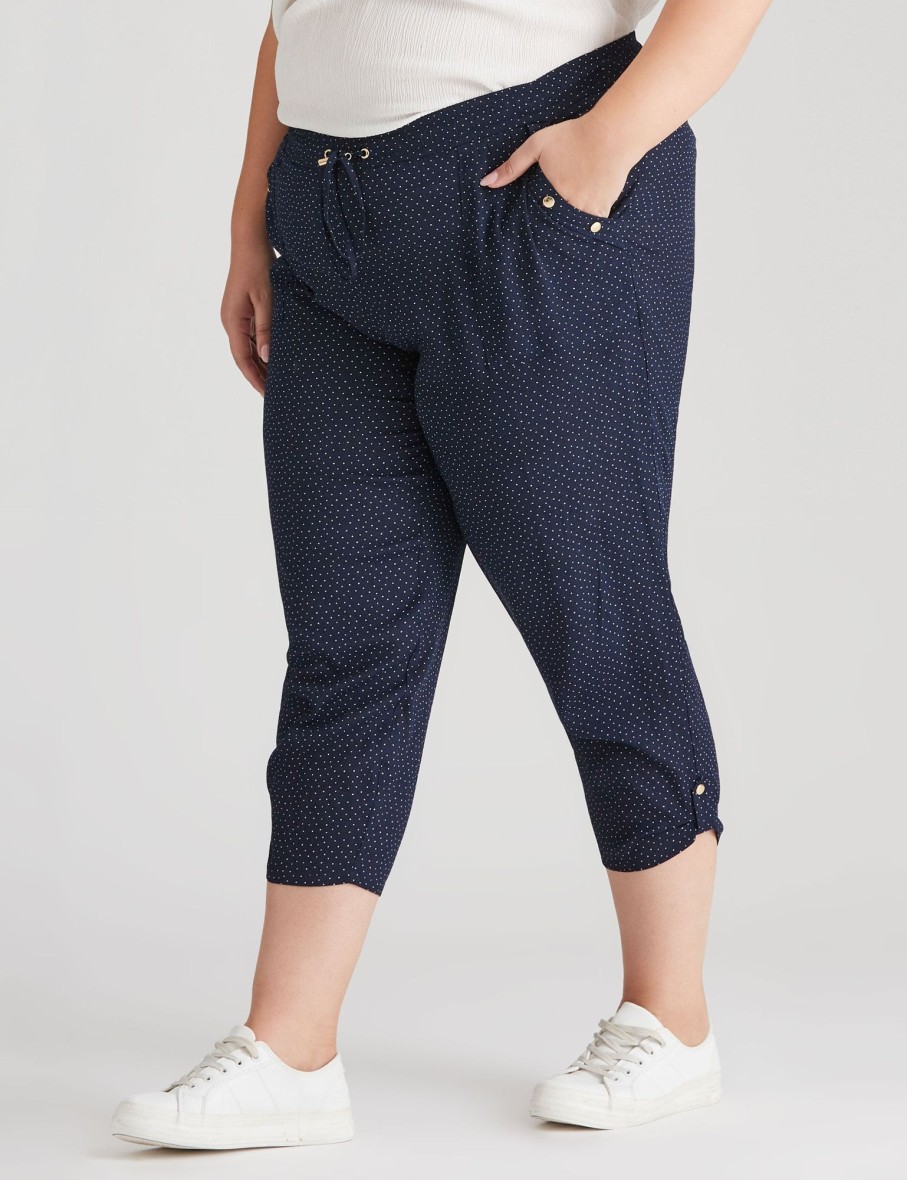 Bottoms Beme | Beme Crop Length Woven Stud Detail Pants