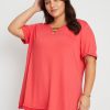 Tops Beme | Beme Lace Hem Keyhole Neck Knitwear Top