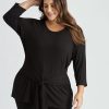 Tops Beme | Beme 3/4 Sleeve Tie Detail Top