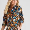 Tops NoniB | Noni B 3/4 Sleeve Voile Print Shirt