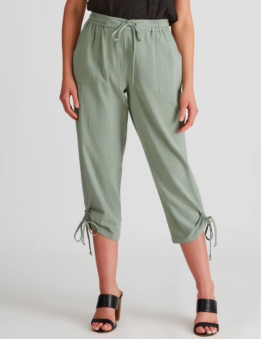 Bottoms Rockmans | Rockmans Crop Cotton Pants