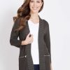 Knitwear Rockmans | Rockmans 3/4 Sleeve Button Side Detail Cardigan