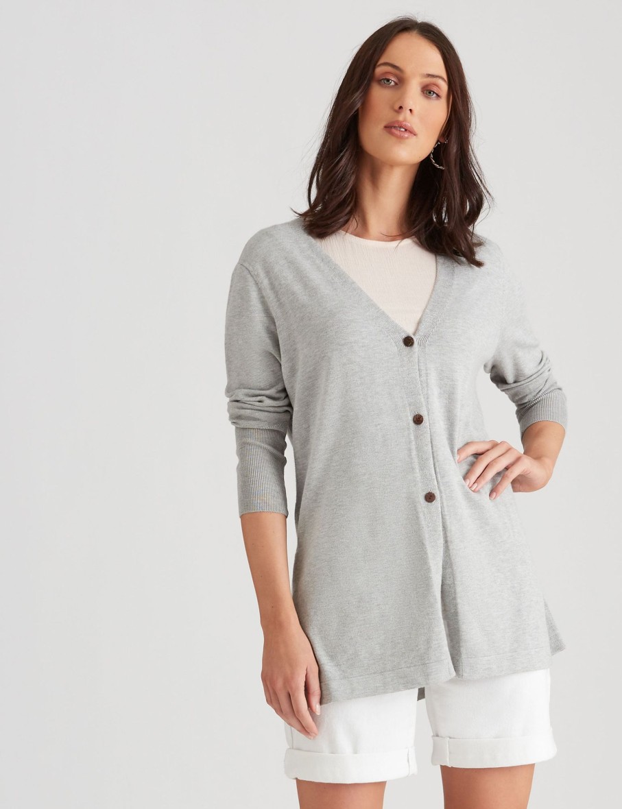 Knitwear Katies | Katies Long Sleeve Split Button Cardigan