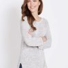 Knitwear Rockmans | Rockmans 3/4 Sleeve Boatneck Multi Twist Zipped Front Knitwear Top