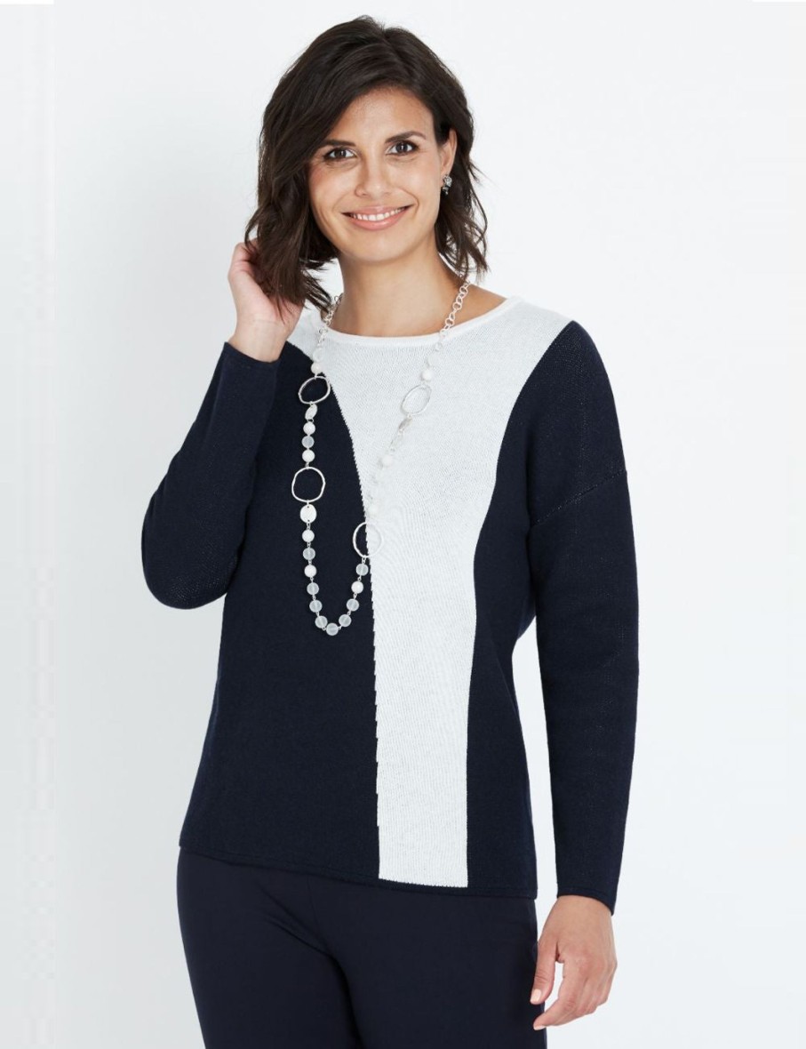 Knitwear LizJordan | Liz Jordan Long Sleeve Colour Block Jumper