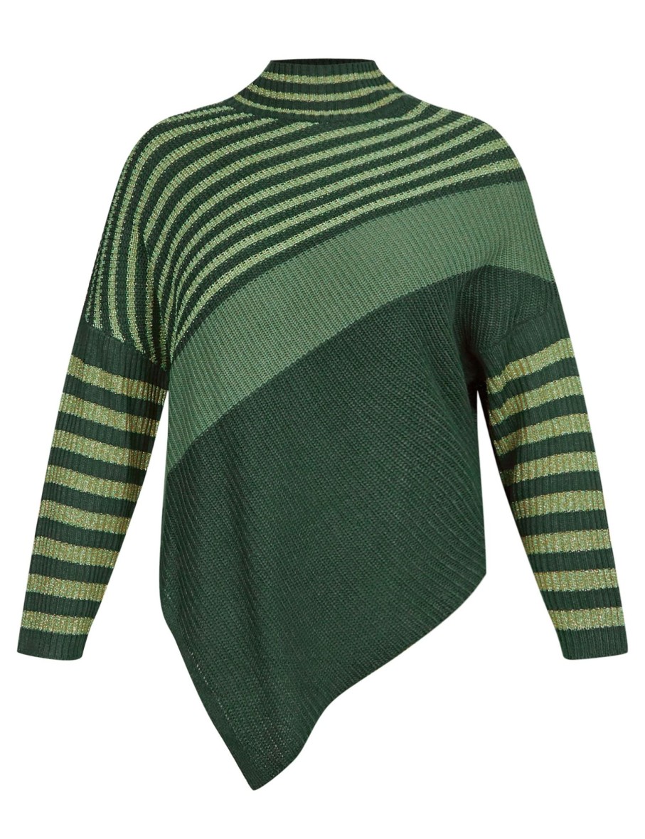 Knitwear Rockmans | Rockmans Long Sleeve Lurex Colourblock Jumper