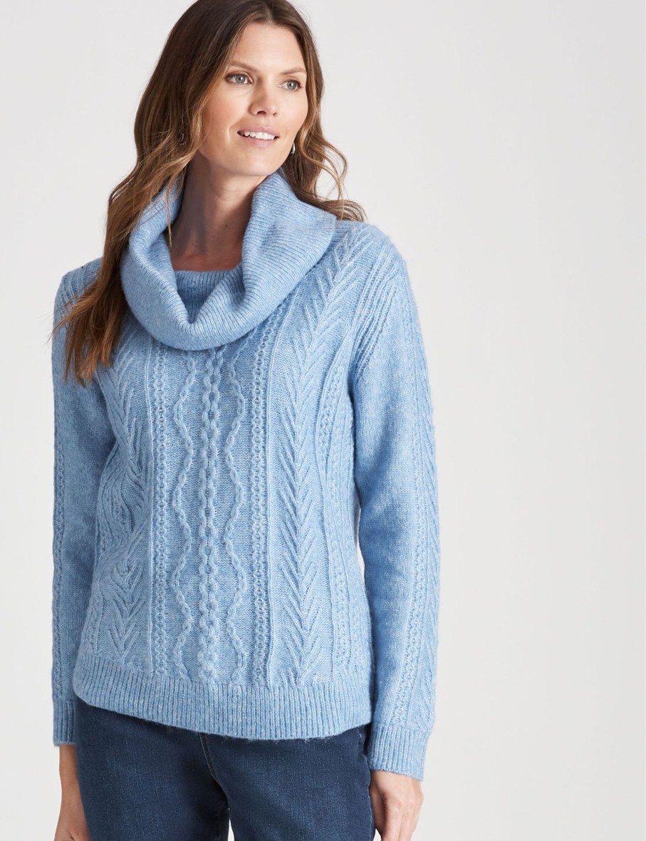 Knitwear WLane | W.Lane Cable Cowl Neck Zip Pullover