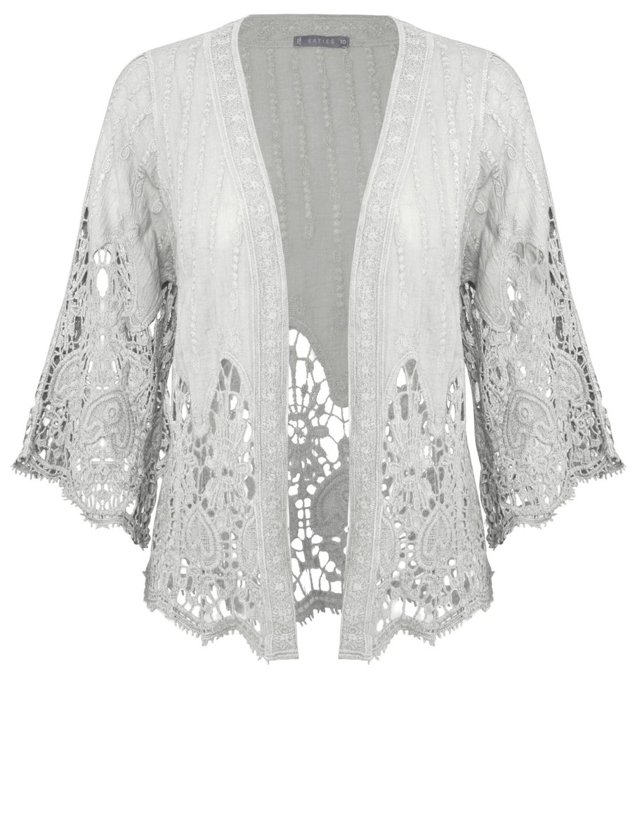 Outerwear Katies | Katies 3Q Sleeve Lace Cover Up