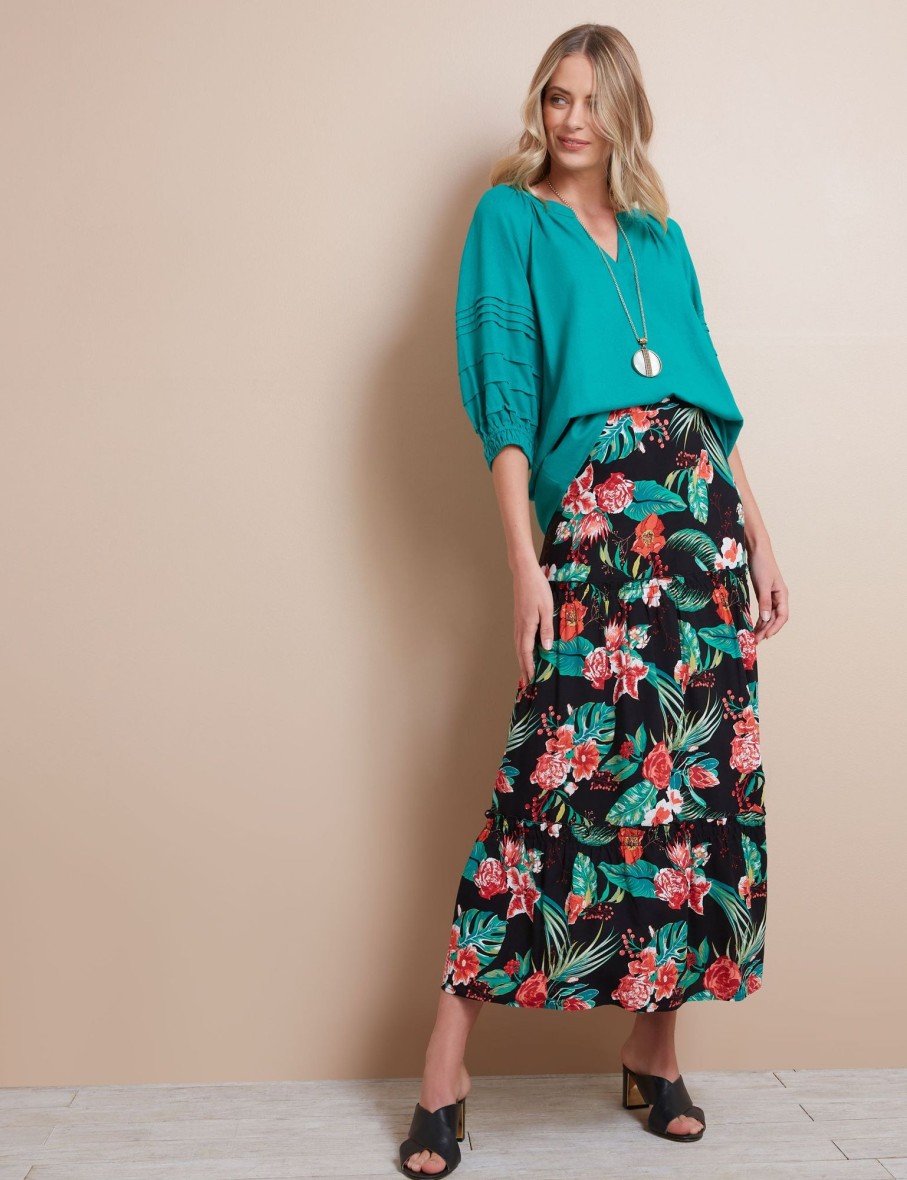 Bottoms WLane | W.Lane Tiered Frill Midi Skirt