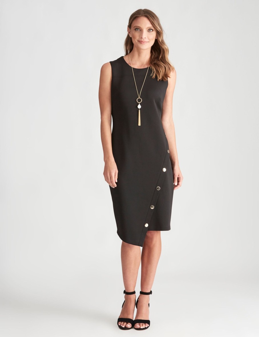 Dresses LizJordan | Liz Jordan Sleeveless Angled Button Dress