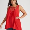 Tops Beme | Beme Sleeveless Woven Motif Neck Nailhead Top