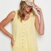 Tops Rockmans | Rockmans Sleeveless Linen Lace Hem Tankini