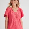 Tops Millers | Millers Knit Broidery V Neck Top