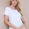 Tops NoniB | Noni B Round Neck Embroidered Rib T-Shirt