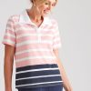 Tops NoniB | Noni B Short Sleeve Print Stripe Polo