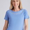 Tops NoniB | Noni B Round Neck Pearl Stud Rib Top