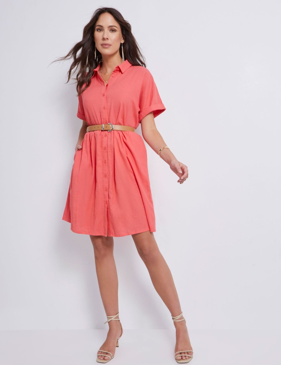 Dresses Katies | Katies Linen Tiered Shirt Dress