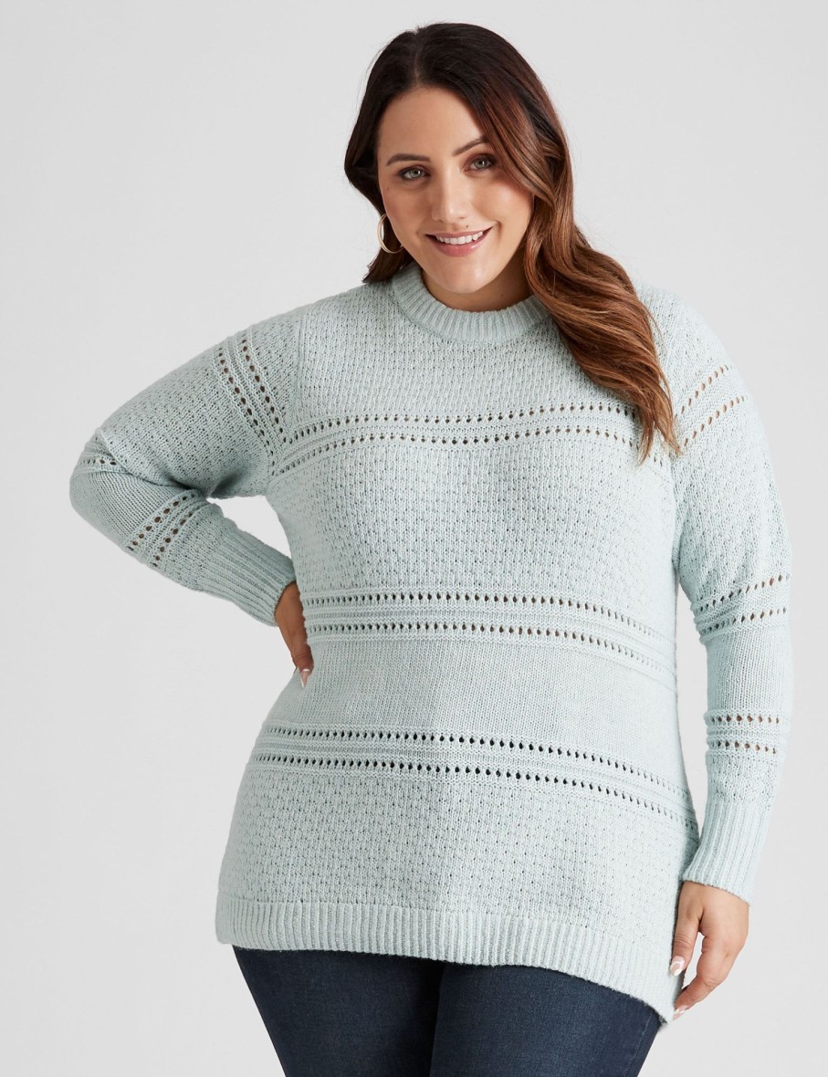 Knitwear Beme | Beme Crewe Neck Pointelle Jumper