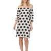 Dresses Rockmans | Rockmans 3/4 Sleeve Off Shoulder Spot Dress