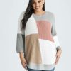 Knitwear Beme | Beme Colour Block Curved Hem Jumper