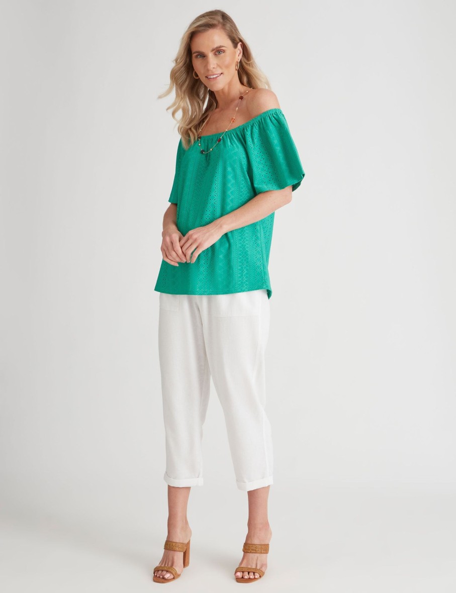 Tops Millers | Millers Knit Broidery Off Shoulder Top