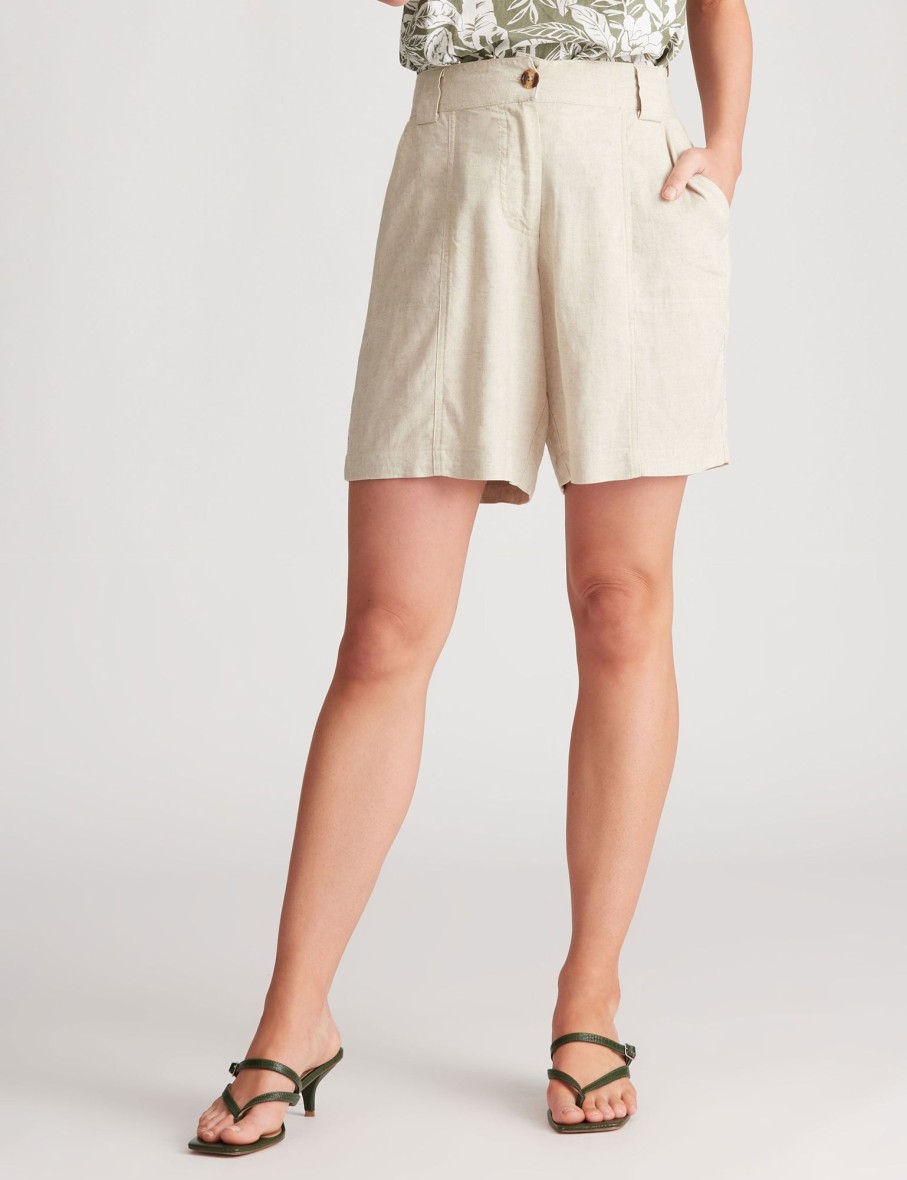 Bottoms Katies | Katies Linen Blend Pocket Detail Shorts