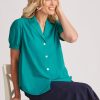 Tops NoniB | Noni B Puff Sleeve Cotton Shirt