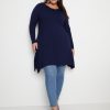 Knitwear Beme | Beme 3/4 Sleeve Eyelet Detail Boat Neck Top