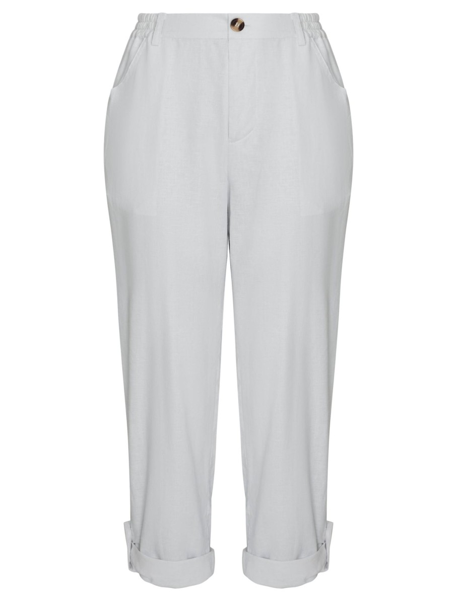 Bottoms Katies | Katies Linen Blend Roll Up Pants