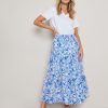 Bottoms WLane | W.Lane Linen Palm Tiered Maxi Skirt