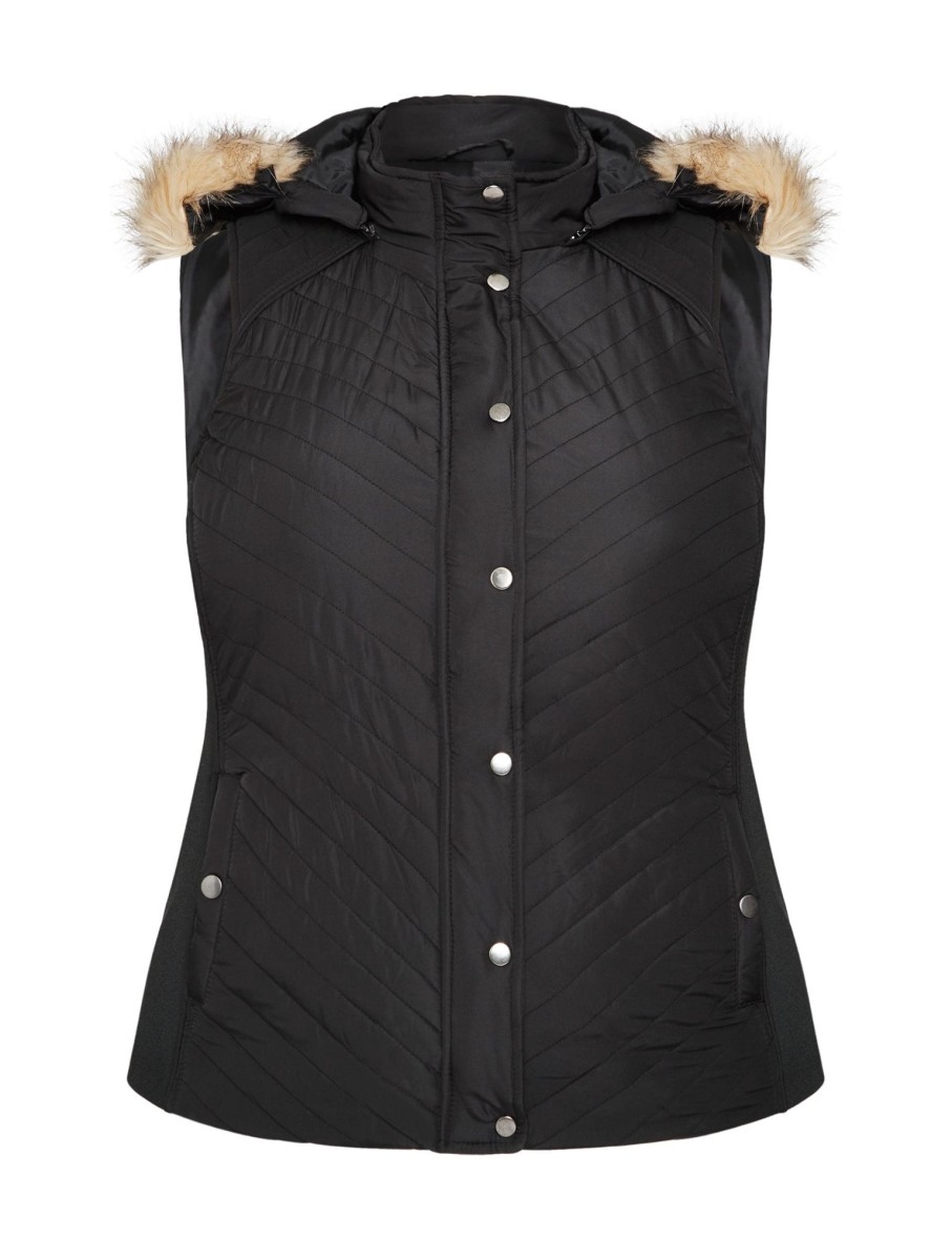 Outerwear Beme | Beme Rib Trim Puffer Vest