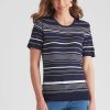 Knitwear WLane | W.Lane Stripe Short Sleeve Pullover Top