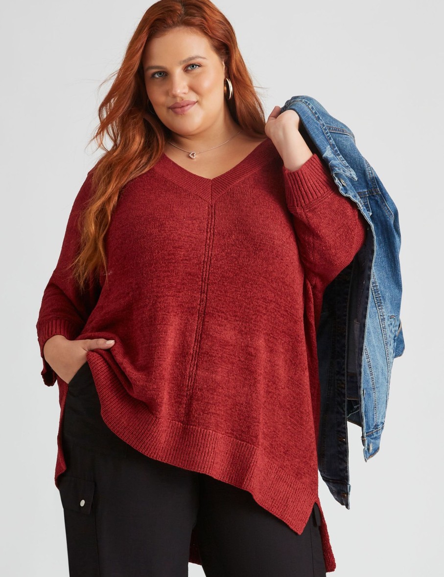 Knitwear Beme | Beme 3/4 Sleeve V Neck True Knitwear Top