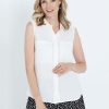 Tops NoniB | Noni B Short Sleeveless Button Through Linen Shirt