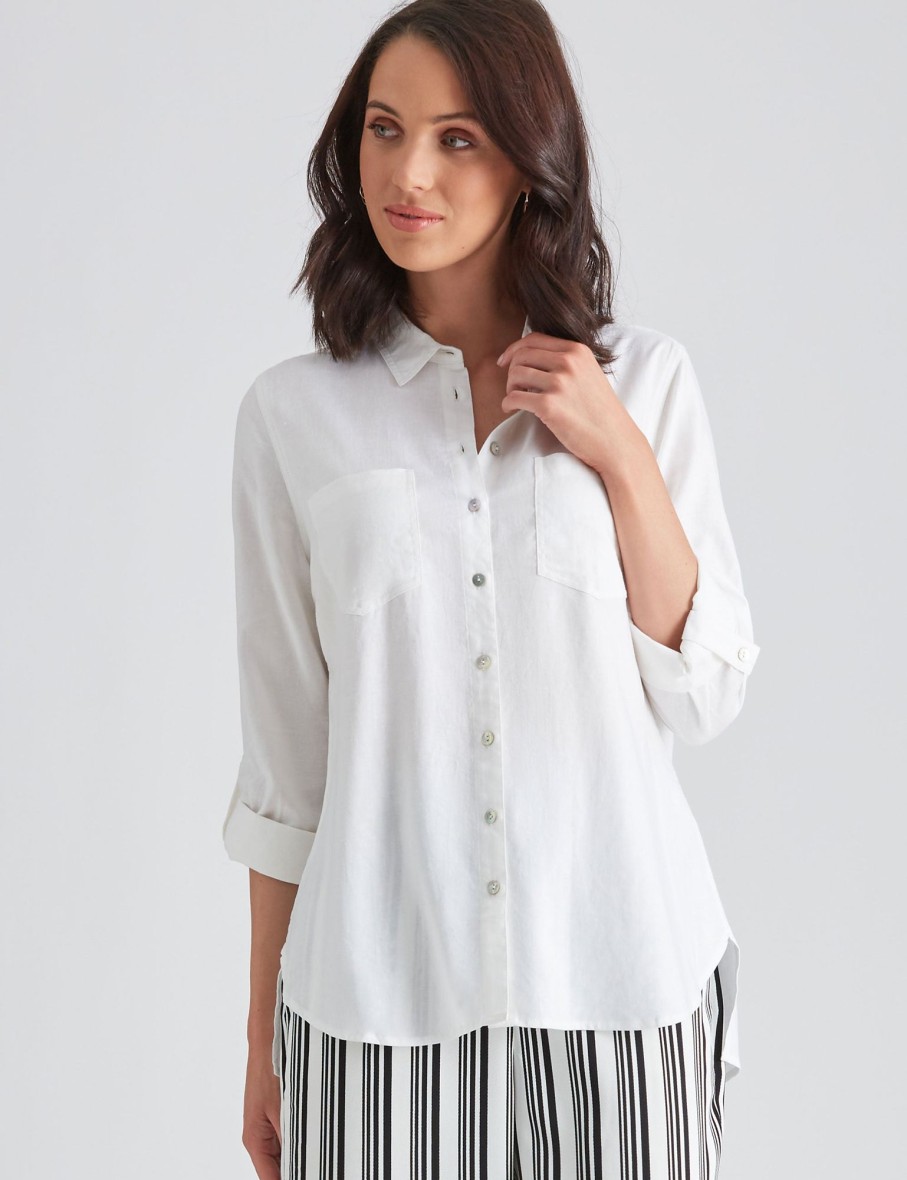 Tops Katies | Katies Linen Blend Shirt