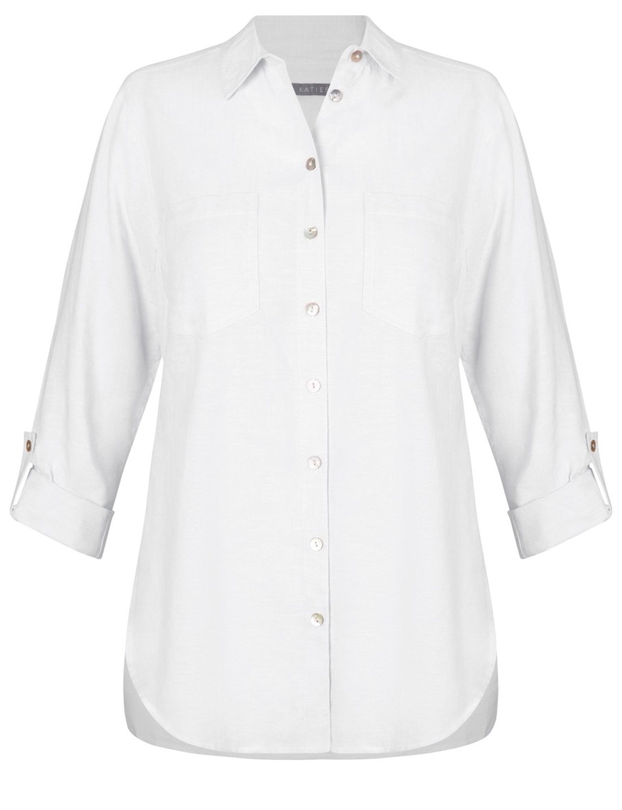 Tops Katies | Katies Linen Blend Shirt