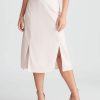 Bottoms Rockmans | Rockmans Belted Linen Midi Skirt