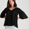 Tops Katies | Katies V Neck Textured Check Top