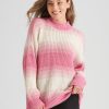 Knitwear Rockmans | Rockmans Long Sleeve Mock Neck Ombre Knitwear Jumper