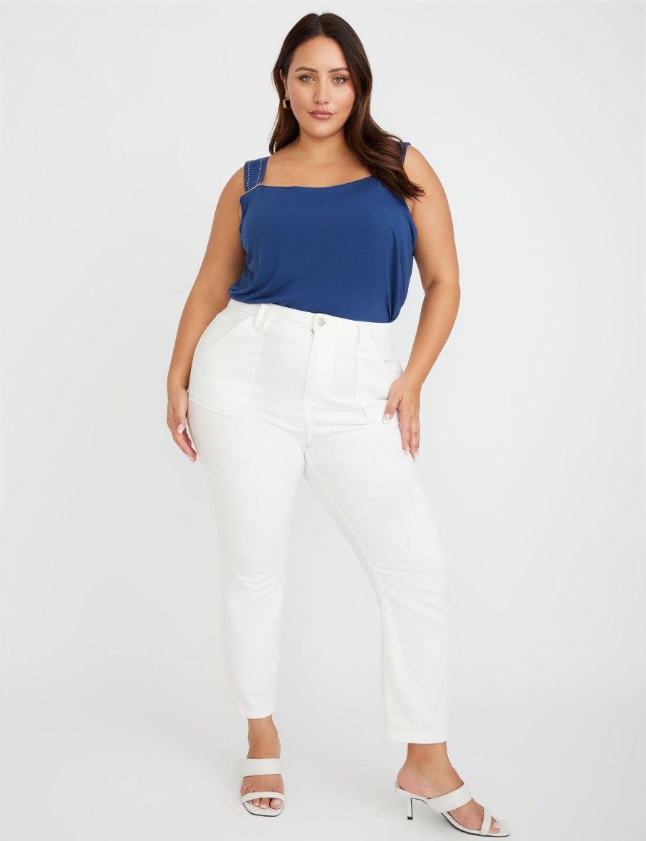 Tops Beme | Beme Short Sleeve Knitwear Cold Shoulder Top