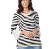 Knitwear Rockmans | Rockmans 3/4 Sleeve Colour Pop Stripe Knitwear Top