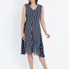 Dresses LizJordan | Liz Jordan Short Sleeveless V Neck Spot Mesh Dress