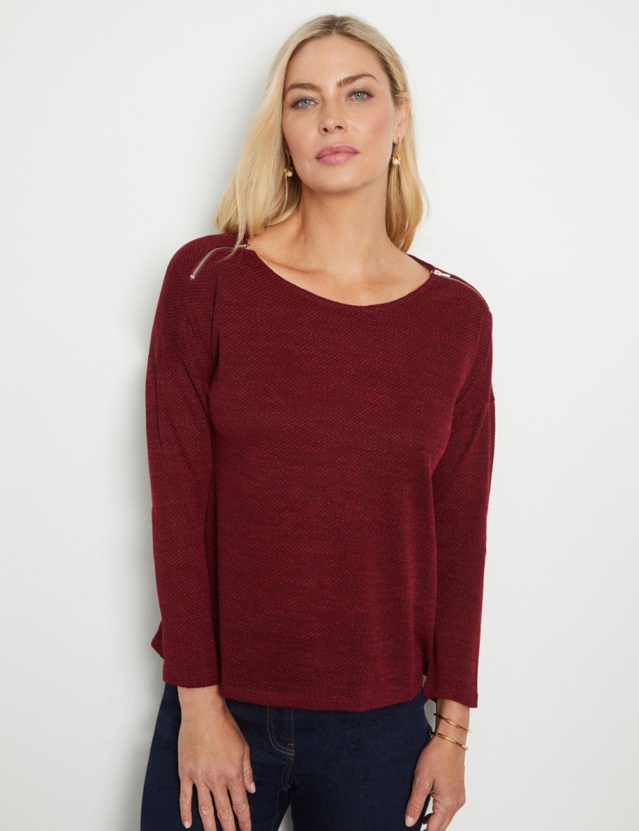 Tops NoniB | Noni B Zipped Detail Knitwear Top