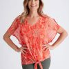 Tops Millers | Millers Mesh Overlay Top With Tie Front And Necklace