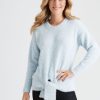 Knitwear Rockmans | Rockmans Long Sleeve Fuzzy Tie Front Knit